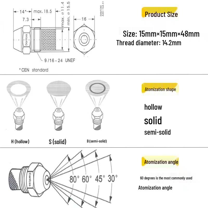Danfoss Brass Atomizing Nozzle for Methanol, Diesel, and Vegetable Oil Burners