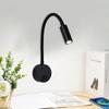 Adjustable LED Reading Wall Lamp 3W Flexible Hose Bedside Wall Mounted Sconce Bedroom Study Wall Light with Switch Table Lamp