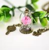 Enchanted Inspired Rose In a Glass Bottle Copper Plated Necklace Dome Bronze Mirror Charm