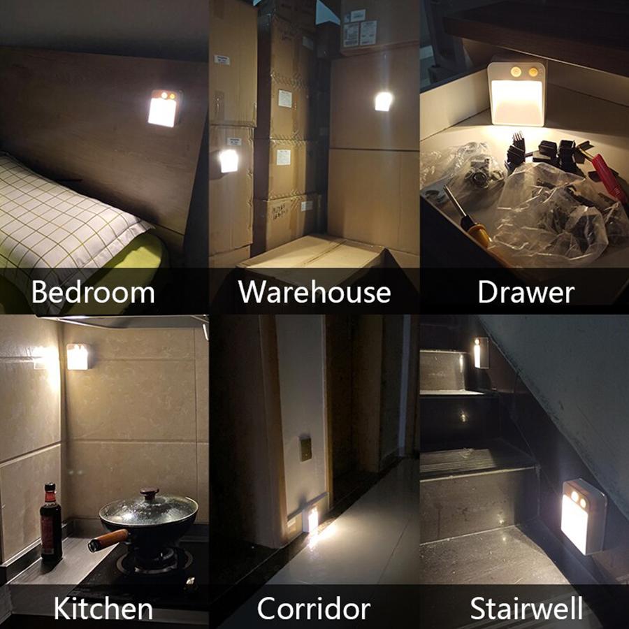 Kabelloses LED-Nachtlicht mit Bewegungssensor, batteriebetriebene Nachtlampe, immer an/automatisch, 2 Modi für Schlafzimmer, Schrank, Badezimmer, Treppen