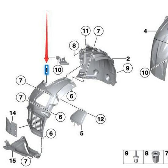 Front Wheel Liner for BMW 5 Series F10/F18 (Part 51717186727/51717186728)
