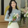 Long Sleeve Female Cold Basic Warm Shirt Bottom Shirt Autumn and Winter Puffed Half High Neck Tops Outer Wearing High Neck Inner Knitting Sweater