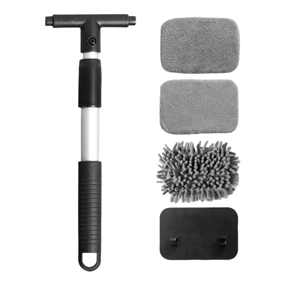 Aluminum Long Handle Brush with Replace Pad Windshield Window Cleaner Brush Multi-Purpose Glass Cleaning Brush Kit Cleaning Tool