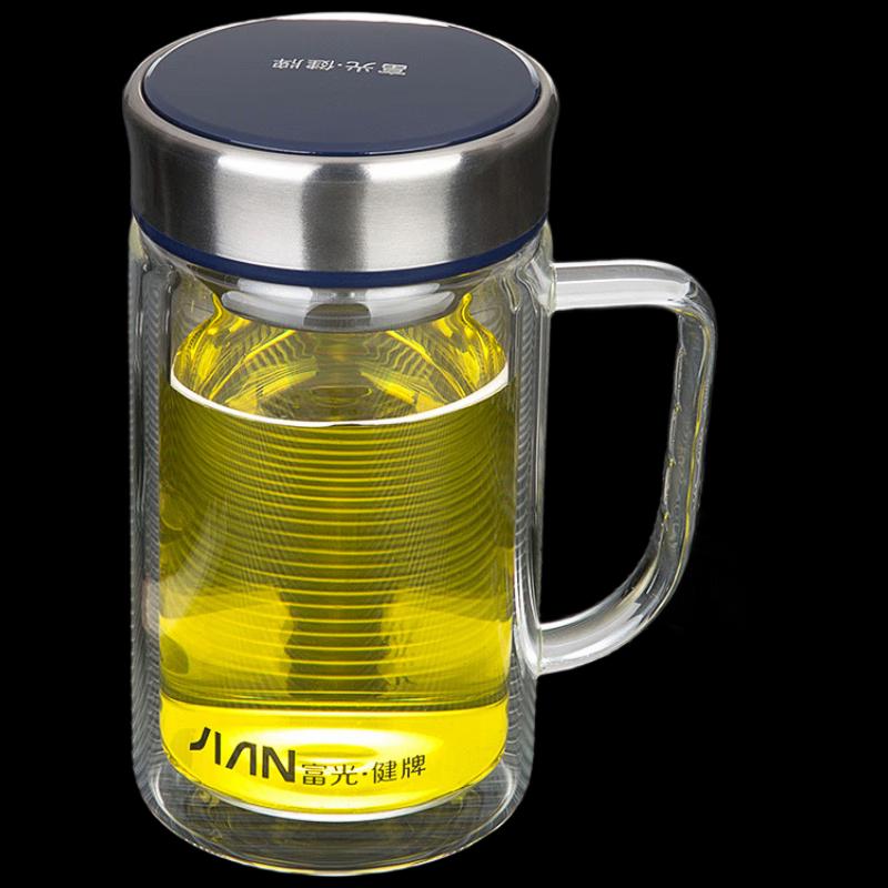 Fuguang Double-Walled Glass Mug with Handle