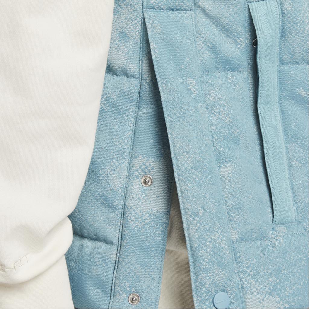 Nike Colete Elegante Jacquard Quente Resistente à Água Basquetebol Colete Masculino Azul-Denim-Verde Branco HF7721-464