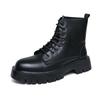 Men's Plus Size Retro High-Top Leather Martin Boots - Thick Sole, Lace-Up, and Wear-Resistant for Height-Increasing Workwear.