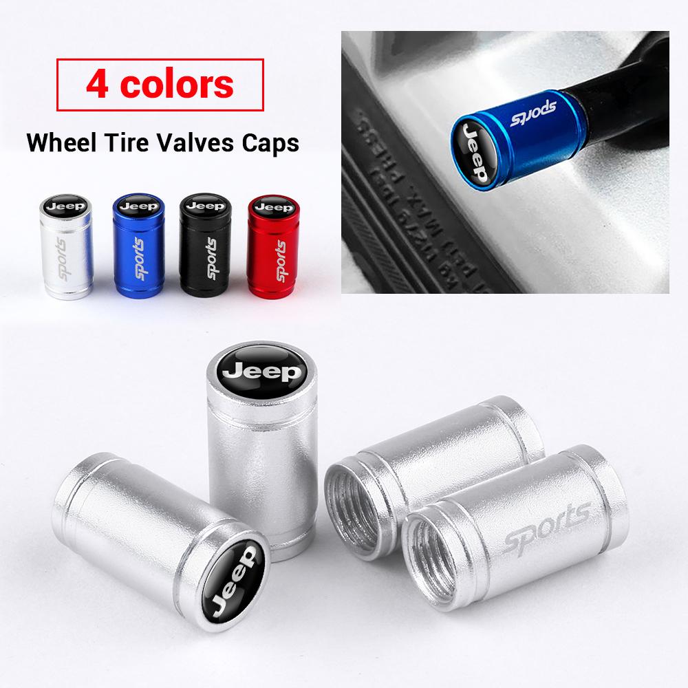 4PC Car Styling Wheel Valve Air Stem Cap Cover Auto Tire Accessories For Jeep Grand Cherokee Wrangler Renegaed Compass Gladiator AMS1