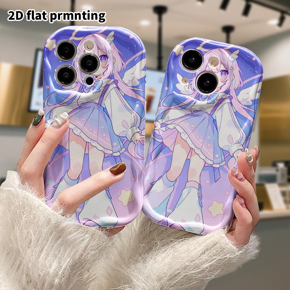 Phone Case: 2D Flat Design, Suitable for iPhone 18 17 16 15 14 13 12 Pro Protective Case, Phone Decoration, Pink-purple Cute Little Angel, Halloween a