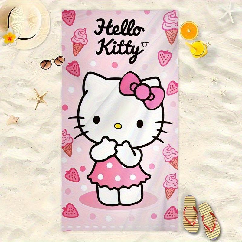 1pc Hello Kitty Beach Towel Single Sided 2D Print Quick Dry Microfiber Towel for Beach Pool Bath Cute Kawaii Aesthetic Vibe