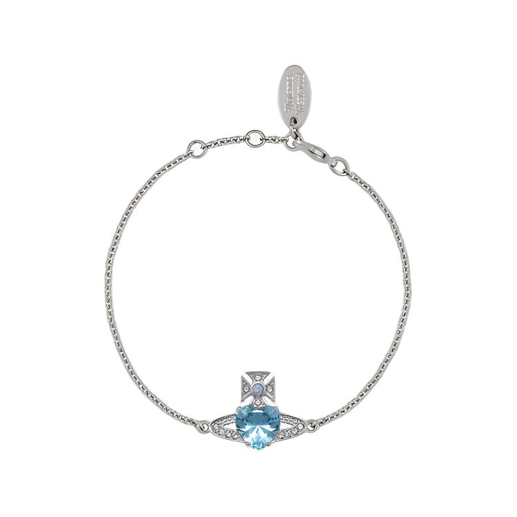 Vivienne Westwood Ariella Imitation Crystal Saturn Heart Blue Diamond Decorative Bracelet Women Bracelets Silver 8053195225620 Basic Packaging-Dust Bag+Box