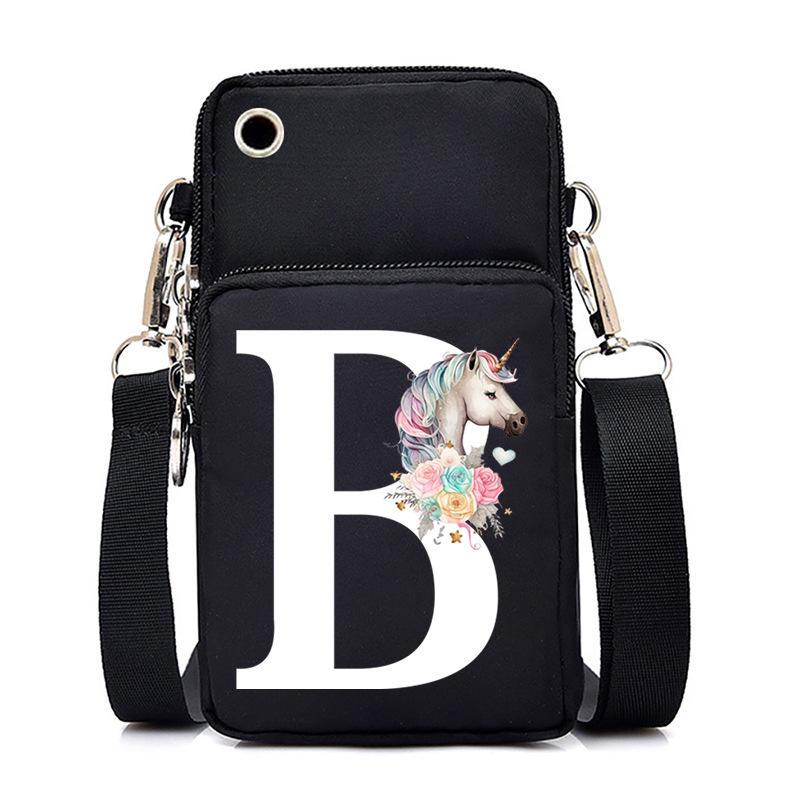 Unicorn Unicorn Letter Printing Black Oblique Span Bag Casual Portable Multi-Function Mobile Phone Bag