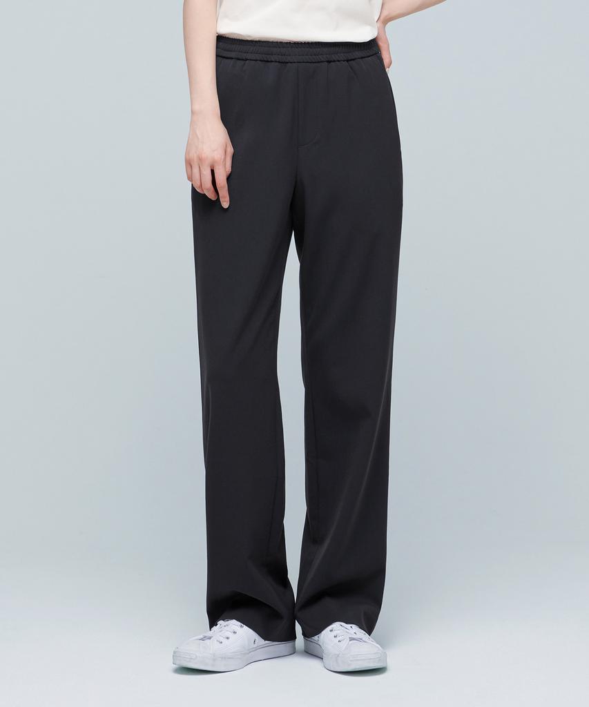 MUSINSA STANDARD Genderless Wide Banding Slacks [Dark Gray]