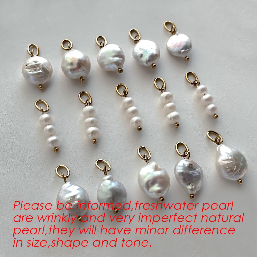 EManco DIY Imitation Pearl Pendants Stainless Steel Charms Gold Plated Jewelry Making Accessories Freshwater Pearl Charm
