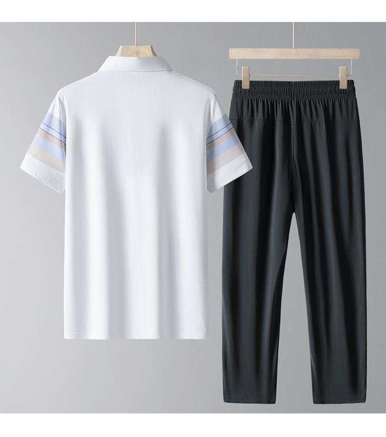 Middle Aged And Elderly Sports Suit Men's Casual Ice Silk Short Sleeved Men's Two-piece Set