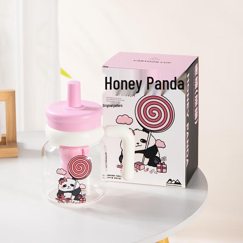 Butelka Shanchongshan w kształcie tykwy z wysokoboranowego szkła ze słomką