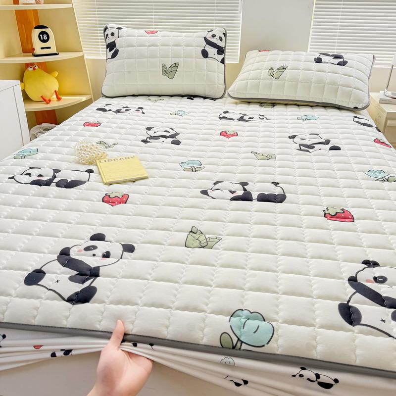 Thick Mattress Cover Cartoon Style Bedspread Quilted Bed Cover for Home Adults Kids Bed Linen fundas de colchón (No Pillowcase)