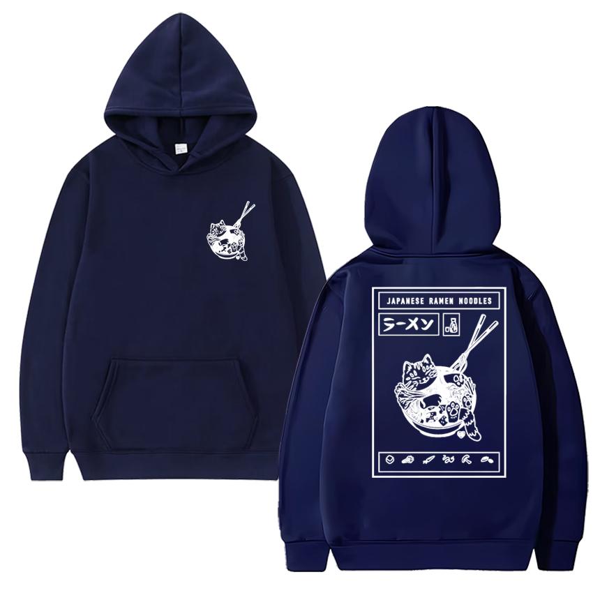 

Hot Sale Japanese Style Ramen Noodles Cat Meme print Hoodie Autumn Winter Unisex harajuku Sweatshirt Men women Fleece pullover 3XL