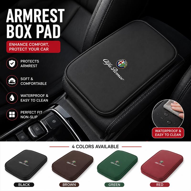 Car Armrest Cover Cushion Armrest Box Protective Pad For Alfa Romeo 156 159 147 4C 8C 166 Giulia Giulietta Mito Stelvio Spider