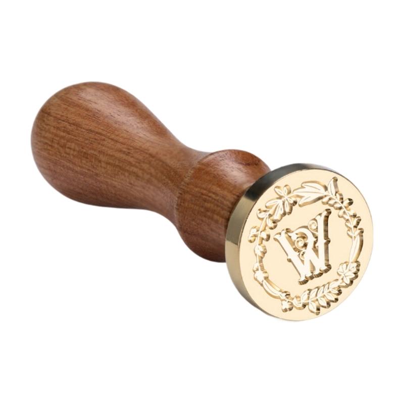 Sealing Stamp Wood Handle with Letter Stamp Head, for Scrapbooking Seal Envelopes Wedding Invitation Embellishments