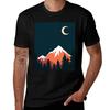 Simple Night Sky Mountain Landscape Tshirt Plus Size Workout Short Sleeve Top