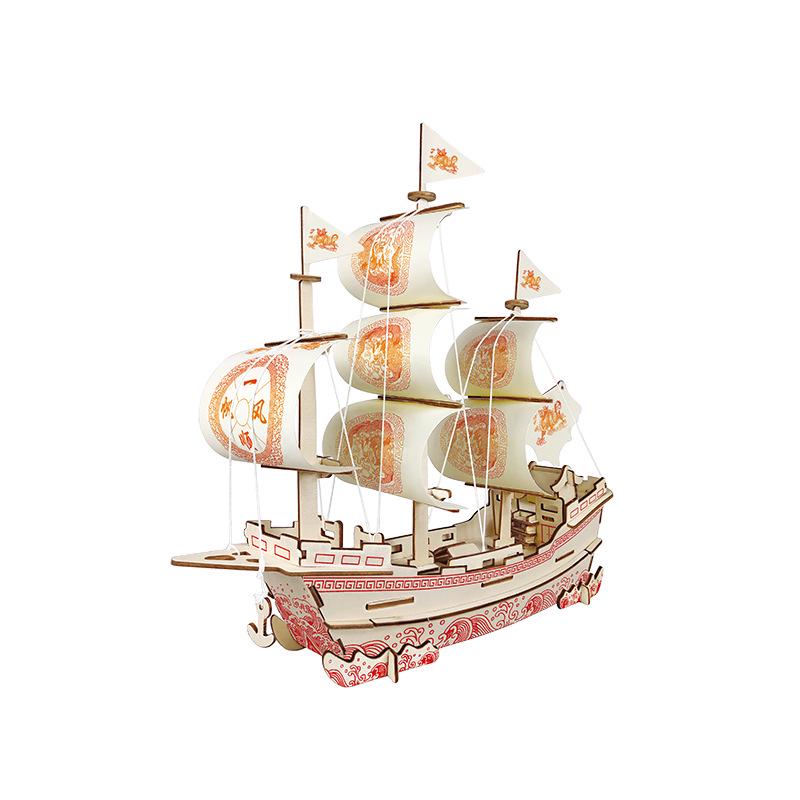 Beizhiqi 3D Wooden Sailing Boat Puzzle Model Toy