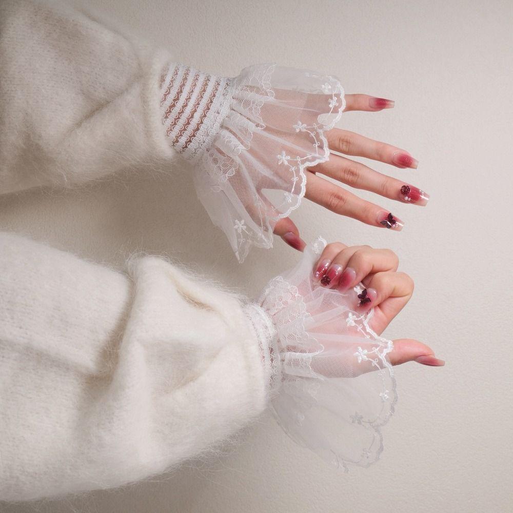 Costume Accessory Lace Ruffled Wrist Victorian Fake Sleeves Cuffs Detachable Sleeves Cuffs Wedding