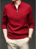 Herren Kaschmir Pullover mit halbem Reißverschluss, dicke Wolle, Langarm, Winter Baselayer