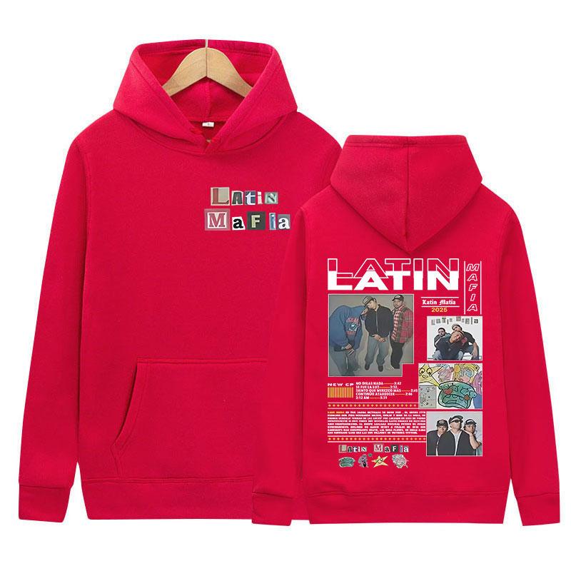 Rapper LATIN MAFIA Tour Album Graphics Hoody Men's Clothing Y2K Hip Hop Oversized Sweatshirt Fashion High Quality Fleece Hoodies