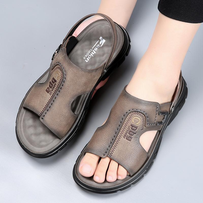 Fashion Beach Mens Breathable Sandals Summer Leather Hollow Out Men Shoe Simple Male Comfortable Slippers 2024 New Cool Luxury Sandals