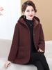 Women's Winter Fleece Jacket: Hooded, Thick, Warm Wool Blend Coat for Middle-Aged and Elderly
