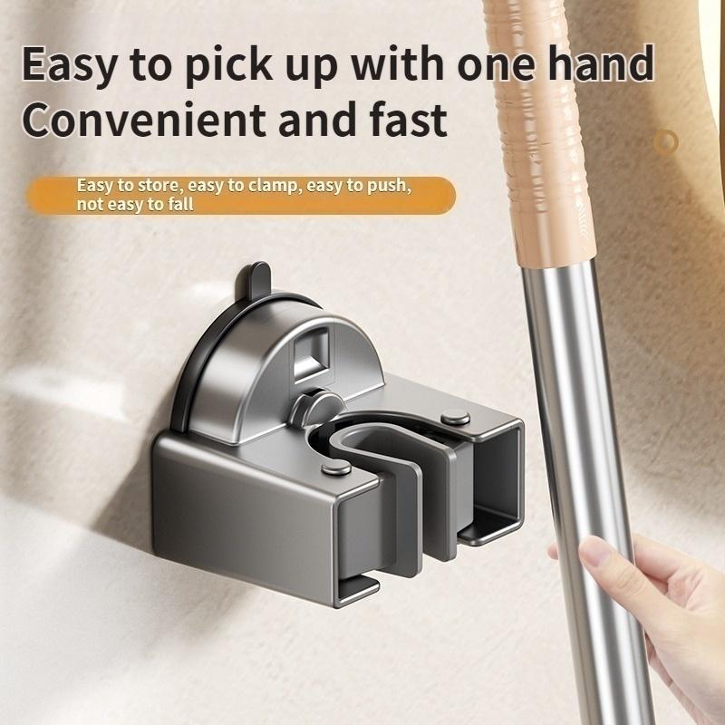 No Need To Drill Suction Cup Mop Rack, Mop Wall-mounted Clip, Broom Hook, Bathroom Door Behind Storage Rack, Kitchen Hook Clip