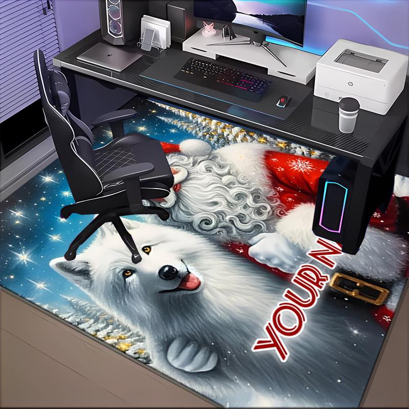 1PC Custom Name Santa Claus And Wolf Theme Floor Mat Ideal for Living Room, Game Rooms, Office, Bedroom,Floor Mat Playful Design122
