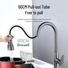 Gunmetal Gray Wall-Mounted Stainless Steel Pull-Out Kitchen Faucet