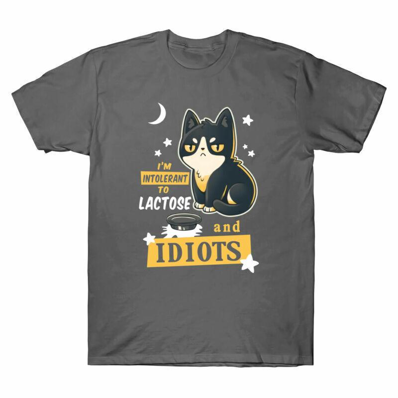 I m Intolerant To Lactose And Idiots Gift Tee Men s Cotton Short Sleeve T-Shirt S разноцветный
