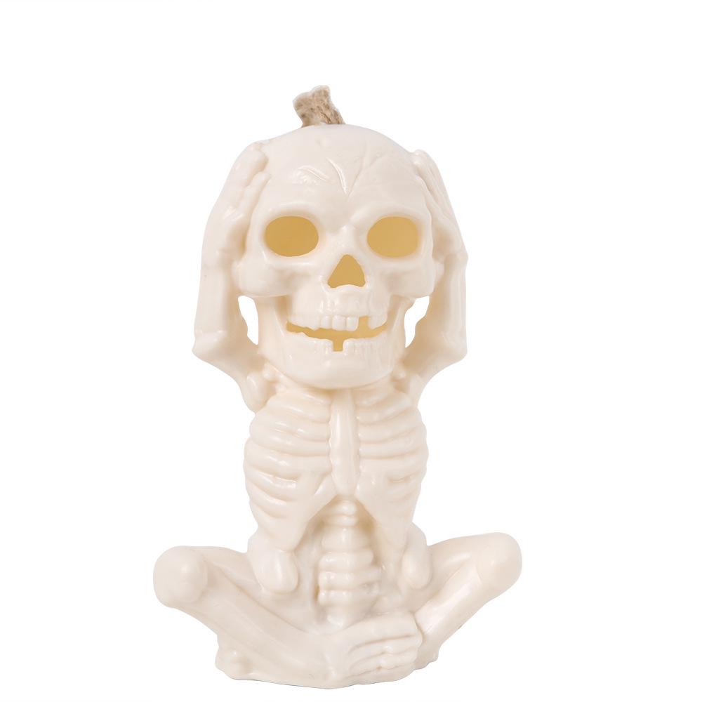Halloween Skull Lantern with LED Pumpkin Light - Spooky Tabletop Decoration One Size