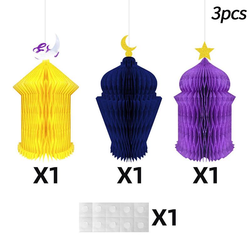 Ramadan Decoration Eid Mubarak Hanging 3D Honeycomb Ramadan Party Tree Pendant Eid DIY Party Decoration Supplies