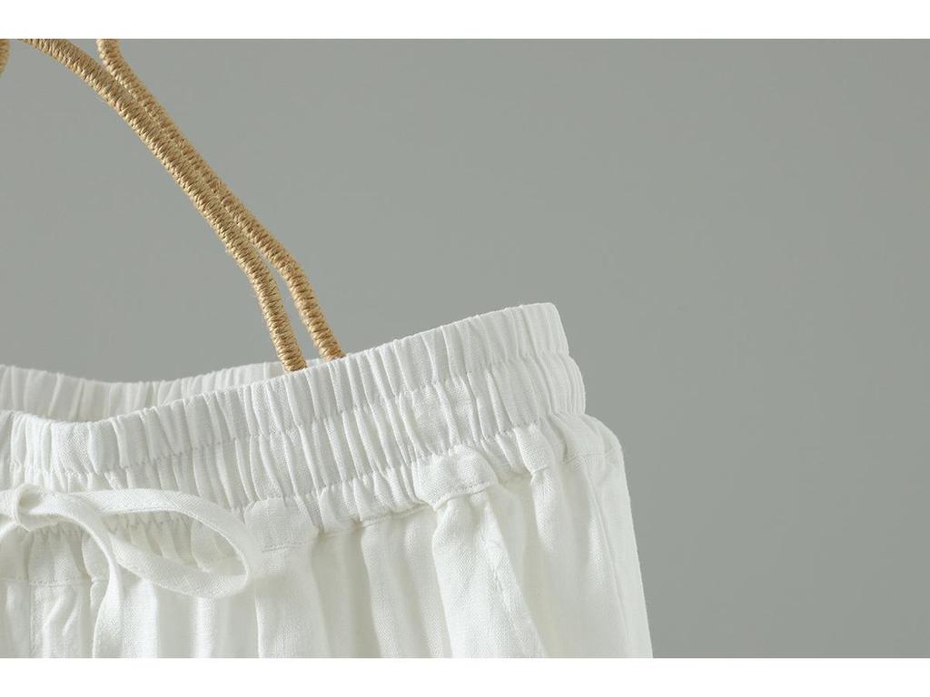 Japanese Pure Linen Women's Wide-Leg Elastic Waist Pants
