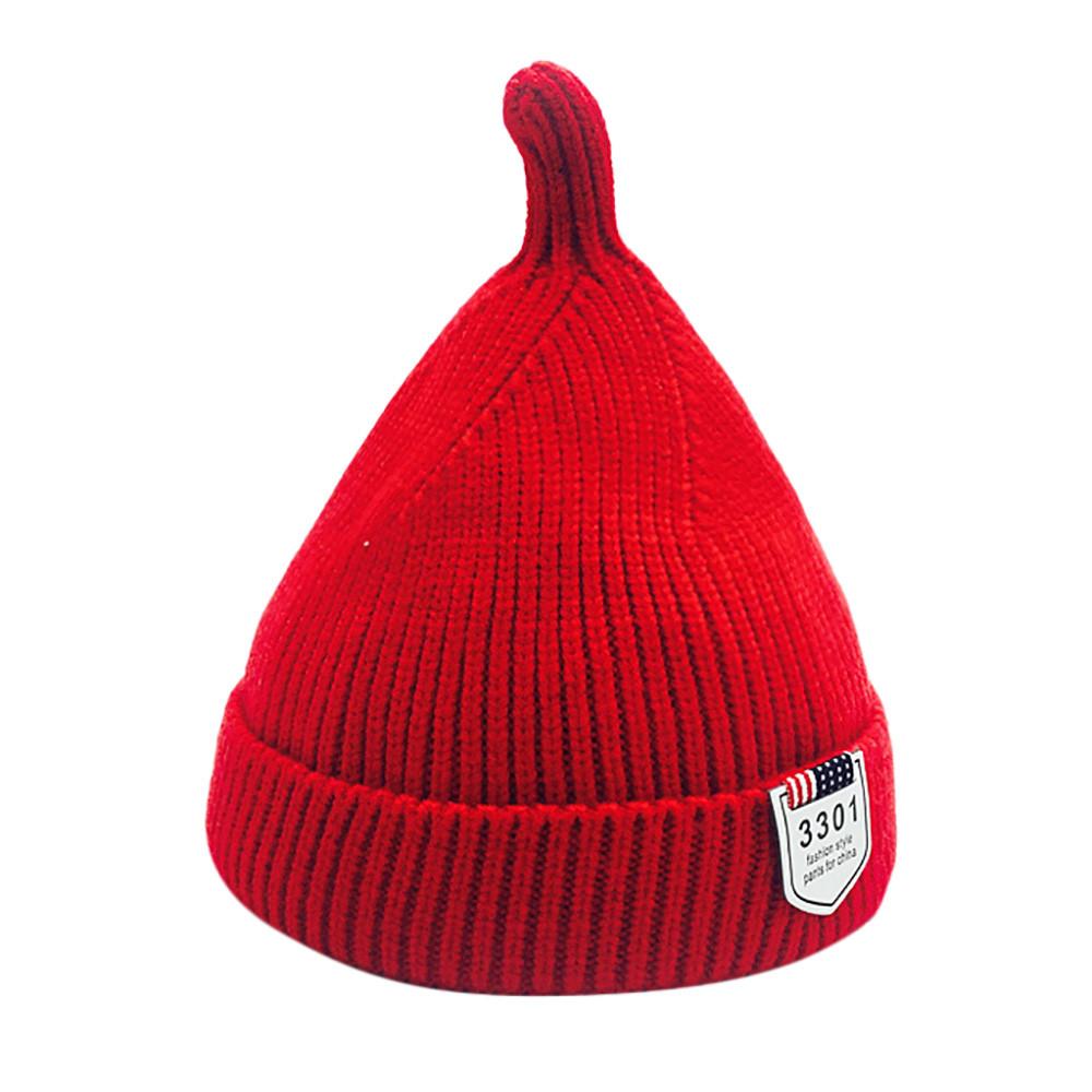 

Детская зимняя вязаная шапка для мальчиков и девочек, теплая шапка для малышей красный