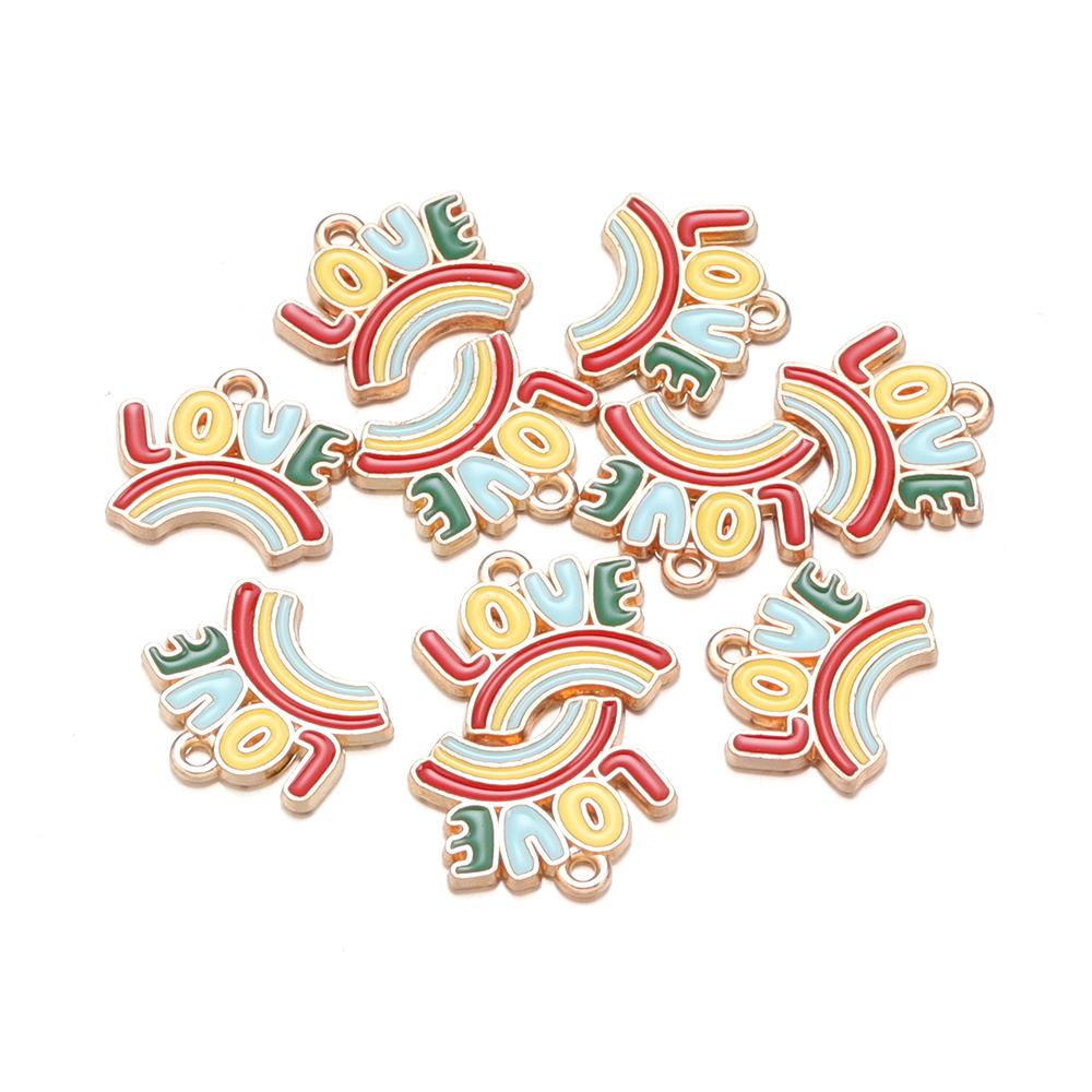 10-40pcs/lot Rainbow Series Alloy Pendants Alloy Letter Enamel Charms For DIY Jewelry Making Accessories Necklace Bracelet
