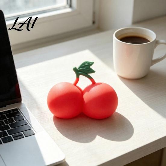 Realistic Food Toy Cherry Stress Relief Toy Giant Squeeze Fidget Fake Fruit Soft Stretchy Simulation Sensory for Anxiety