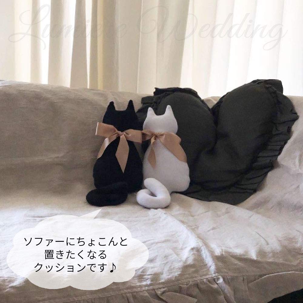 Lumierechat Cat Cushion Plush Toy Pair 2 Perfect for Married Matching Cat and Accessories (White & Black, Pieces) - Couples, Couples, Weddings, Goods,