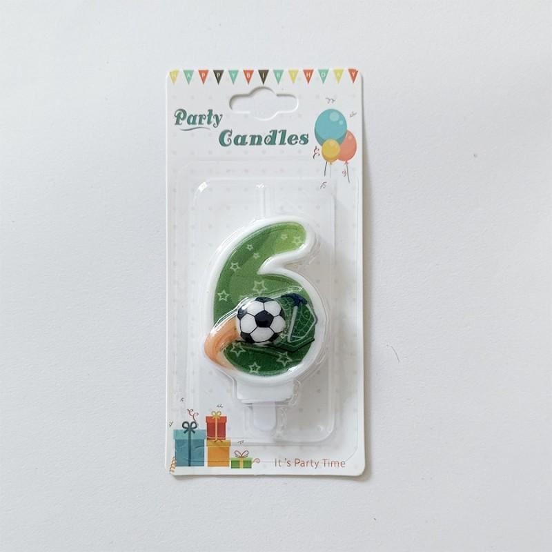 Green Soccer Football Number Candles 0-9 Diy Birthday Cake Toppers Celebration Party Cake Decorations For Kids Soccer Fans