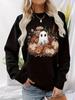 2025 Autumn/Winter Halloween Ghost & Pumpkin Hoodie, Versatile Long Sleeve, Round Neck