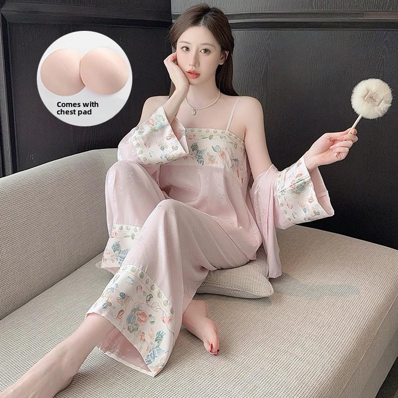 New Style Womens Pajama Set With Satin Fabric And Breathable Design For Home Sleep Comfort