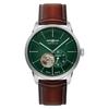 ZEPPELIN Mens Watch Flatline 8364-4 Automatic 5 ATM Water Resistant Mineral Glass Dark Green Dial Stainless Steel Parallel Import