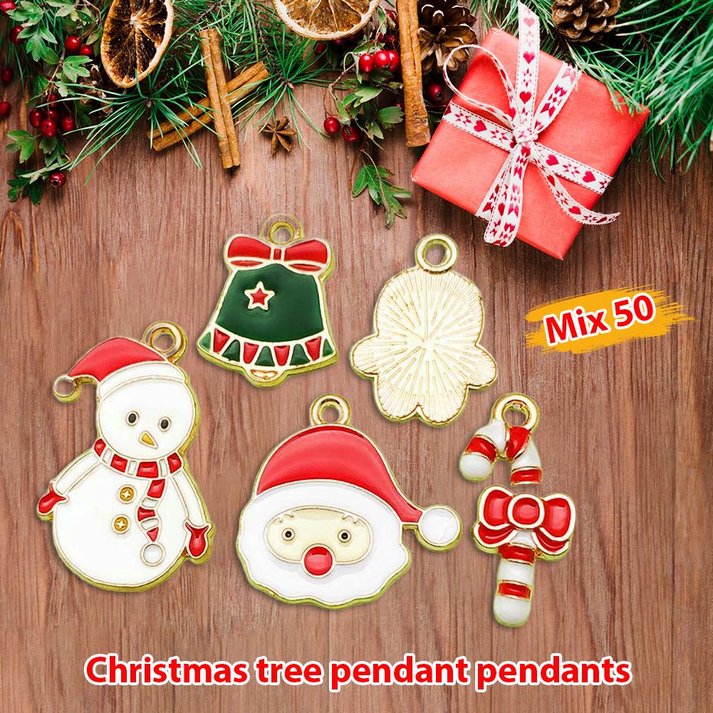 Assorted 50piece Christmas Drip-style Santa Claus And Decorations Sock Tree Ornament Snowman Creative Cartoon Pendant Reind U1A4