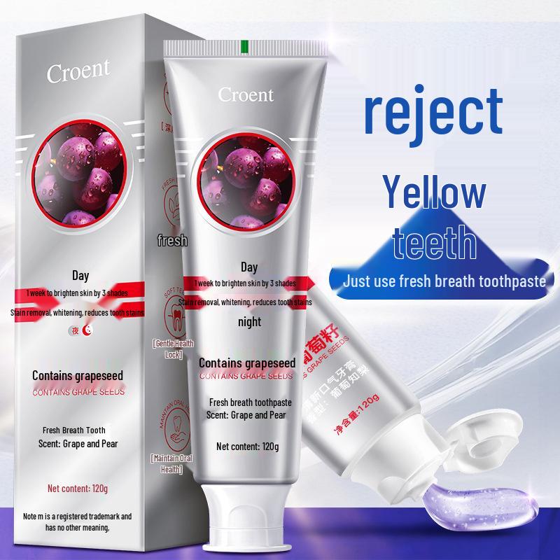 Grape Seed Crystal Toothpaste: Cleans Mouth & Freshens Breath with Grape & Pear Flavor, 120g