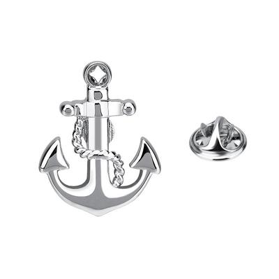Savage Silver Anchor Brooch: Exquisite Men's & Women's Lapel Pin Badge Jewelry