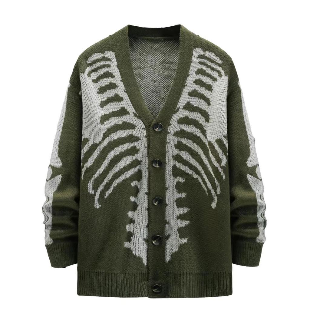 Unisex Pletené svetry se žakárovým vzorem Jarní Podzimní Ležérní Volný Kardigan pro Muže Ženy Nadměrná velikost Halloweenské Y2K Kardigany