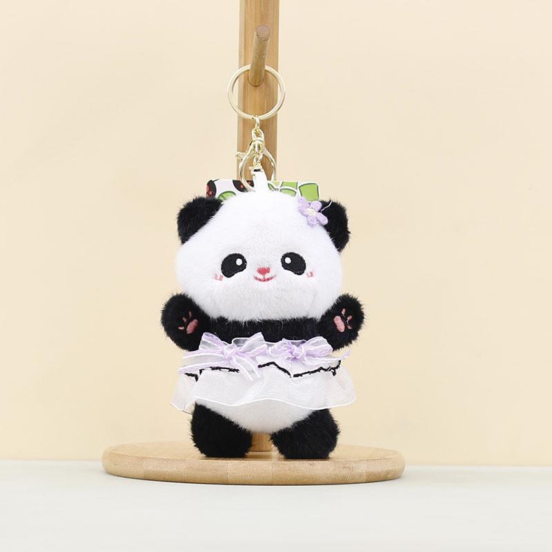 Keychain Plush Panda Pendant With Wearing A Gauze Skirt With A Bow Design